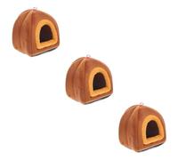 BMKGODN 3pcs Small Pet Nest Guinea Pig Hideout Parrot Sleeping Bed Rabbit Hamster House Chinchilla Warm Bird N(Brownx3pcs)