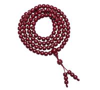 BMKGODN mala beads， 108 Natural Cinnabar Rosary Necklace Multi-Loop Bracelet Buddha Barrel Mala for Medition Chanting(Red)