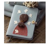 BMKGODN notebook， A6A5 Girl Back Journal Solid Embroidery Fabric Cover Personal Diary Loose Leaf Agenda Planner Time Mangagement Book(Loose Leaf craft,E)