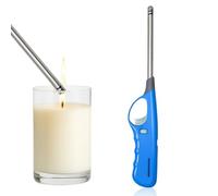 BML 1 Pack Candle Lighter Long Reach Utility Lighter Refillable Gas Lighter Windproof BBQ Lighter Adjustable Flame Safety Lock for Kitchen Stove Candles Fireplace Camping (Assorted Colours)