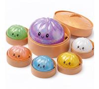 BML 1 Pack Glitter Dumpling Squishy Toy 10cm Giant Soft Squeeze Stress Relief Fidget Toy with Steamer Box, Sparkly Sensory Desk Toy for Kids & Adults, Anxiety Relief (Random Colour)