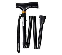 BML 1 x Black Folding Walking Stick | Lightweight Height Adjustable Walking Stick | Portable Handle Comfortable Grip for Men & Women