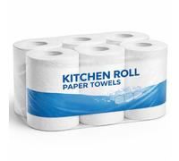 BML 1 x Kitchen Roll Paper Towels White 6 Rolls Strong Absorbent Embossed Multipurpose Kitchen Tissue Rolls for Cleaning Wiping Spills Home Office