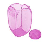 BML 1 x Pop Up Laundry Bag | Foldable Mesh Laundry Basket Hamper with Handles and Side Poket | Toy Tidy Organiser Laundry Bags for Kids Room, College Dorm and Camping (Pink)