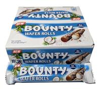 BML 10 x Bounty Crispy Wafer Rolls 22.5g Each Chocolate Coated Coconut Filled Wafer Rolls Crispy Wafer Snack Individually Wrapped Sweet Treats Ideal for Lunchboxes Sharing Gifts and Everyday Snacking