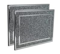 BML 2 x Crushed Diamond Silver Crystal Glass Chopping Board Stylish Elegant Heavy Duty Heat Resistant Kitchen Worktop Saver for a Luxurious Rich Look (Silver, 30x40cm)