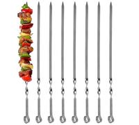 BML 20 x Metal Kebab Skewers Reusable BBQ Skewers for Grill & Oven Stainless Steel 15 Inches Metal Kebab Sticks for Grilling Barbecue Parties & Outdoor Cooking