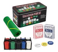 BML 200 Piece Texas Hold'em Poker Set with Table Cloth Casino Chips & Playing Cards | Poker Dice Decks High-Stakes Excitement Party Game for Family & Friends