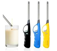 BML 3 Pack Candle Lighter Long Reach Utility Lighter Refillable Gas Lighter Windproof BBQ Lighter Adjustable Flame Safety Lock for Kitchen Stove Candles Fireplace Camping (Assorted Colours)