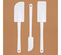 BML 3 Piece White Silicone Spatula Set Heat Resistant Flexible Rubber Kitchen Scraper for Baking Cake Decorating Mixing Icing Dough Non Stick Cooking Utensils