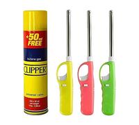 BML 3 x Candle Lighter Long reach Adjustable Flame Safety Lock Windproof Refillable Lighter For Kitchen BBQ Candles Camping Gas Stove Cooking and Outdoor Cooking (Assorted Colours)