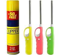 BML 3 x BBQ Lighter with Clipper Gas Canister 300ml Capacity Refillable for BBQ Kitchen Gas Stove Grills & Candles Fire Lighter Camping & Outdoor Cooking