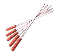 BML 4 Pcs Flat Kebab Skewers | Stainless Steel Heavy Duty Reusable Turkish BBQ Grilling Skewers with Wooden Handle | Perfect for Kebab, Kebob and Shish (10 mm Wide)