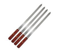 BML 4 Pcs Flat Kebab Skewers | Stainless Steel Heavy Duty Reusable Turkish BBQ Grilling Skewers with Wooden Handle | Perfect for Kebab, Kebob and Shish (15 mm Wide)