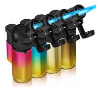 BML 4 x Mini Torch Lighters 45° Flexible Neck Jet Flame Windproof Kitchen Lighter Refillable Gas Lighter for Candle Grill Cooking Baking Creme Brulee (Gas Included)
