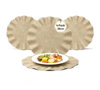 BML 4 x Woven Table Placemats Easy To Clean Heat Resistant Round Table Mats for Kitchen Dining Table Home Decor (38 cm) (Warm Gold)