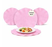 BML 4 x Woven Table Placemats Easy To Clean Heat Resistant Round Table Mats for Kitchen Dining Table Home Decor (38 cm) (Light Pink)