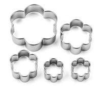 BML 5 Piece Flower Cookie Cutter Set Stainless Steel Biscuit Cutters Metal Flower Shape Baking Moulds for Cookies Fondant Pastry Cake Decorating Sandwiches Fruit and Vegetables