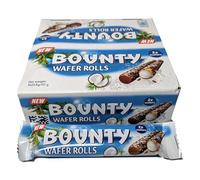 BML 5 x Bounty Crispy Wafer Rolls 22.5g Each Chocolate Coated Coconut Filled Wafer Rolls Crispy Wafer Snack Individually Wrapped Sweet Treats Ideal for Lunchboxes Sharing Gifts and Everyday Snacking