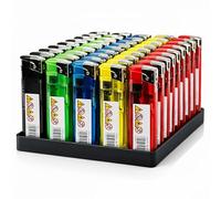 BML 50 Pack Refillable Electronic Lighters Windproof Adjustable Flame Child Safety Feature Multipack Pocket Lighters for BBQ Fireworks Camping