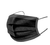 BML 50 x Black Disposable Face Masks | 3- Layer High Filterability Breathable Mouth Cover with Elastic Ear-Loops Mask | Travel-Friendly Convenience for Adults