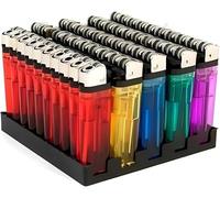 BML 50 x Multipack Disposable Lighters Refillable Gas Lighters Adjustable Flame Windproof Reliable Ignition Child Safe Pocket Lighters for BBQ Candles Kitchen Hob Fireplace Camping Assorted Colours
