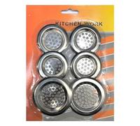 BML 6 x Stainless Steel Sink Strainer Set 4pcs (6cm external & 3.3cm Inner) + 2pcs (7.5cm external & 4.6cm Inner) Kitchen and Bathroom Drain Protectors Hair Catcher for Bathtub and Shower