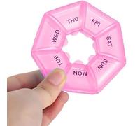 BML 7 Day Weekly Daily Pill Box Round Shaped Organizer Medicine Pill Box Organizer Tablet Box with Seven Grid Compartments | Storage for Vitamins & Medicine (Pink)