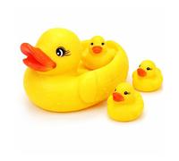 BML Baby Bath Toys Rubber Duck Family Set Large Duck with Three Small Ducks Floating Squeaky Bath Toy for Toddlers Non Toxic Safe Water Toy for Kids Bathtub Pool Play