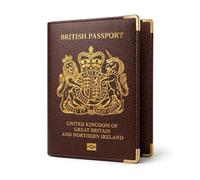 BML British Passport Holder Cover PU Leather Travel Wallet UK Passport Protector Case Slim Travel Document Holder with Metal Corners for Men Women Holiday Travel Accessories (Brown)