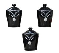 BML Coffee Tea Sugar Canister Set Elegant Black Jars Adorned with Sparkling Crystal Diamante Elements for a Touch of Glamour Kitchen Storage Containers (Black)