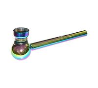 BML Colorful Rainbow Glass Smoking Pipe with 5 Silver Screen Pocket Size Tobacco & Herb Smoke Hand Pipes Perfect for Tobacco Smoking