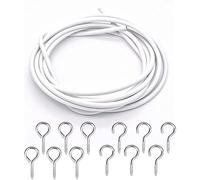 BML Curtain Wire with Hook and Eyes | Multi-Purpose Decoration Net Voile Curtain Wire Cable | White Hanging Cord Kit for Hanging Net Curtain (4 m)