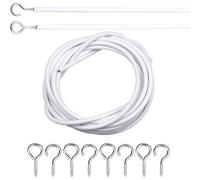 BML Curtain Wire with Hook and Eyes | Multi-Purpose Decoration Net Voile Curtain Wire Cable | White Hanging Cord Kit for Hanging Net Curtain (2 m)