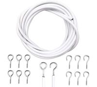 BML Curtain Wire with Hook and Eyes | Multi-Purpose Decoration Net Voile Curtain Wire Cable | White Hanging Cord Kit for Hanging Net Curtain (5 m)