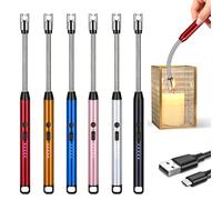 BML Electric Candle Lighter USB Rechargeable Windproof Arc Lighters with Flexible Neck Safety Lock and LED Indicator for Candles BBQ Kitchen Camping