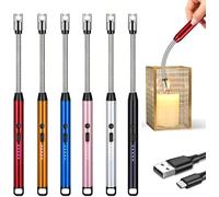 BML Electric Candle Lighter USB Rechargeable Windproof Arc Lighters with Flexible Neck Safety Lock and LED Indicator for Candles BBQ Kitchen Camping