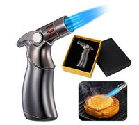 BML Kitchen Blow Torch Lighter with Safety Lock Adjustable Flame One-Hand Operation Refillable Blow Torch Lighter for Cooking Wood Burning Baking Creme Brulee DIY BBQ & Soldering