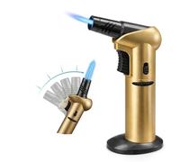 BML Kitchen Blow Torch Refillable Single Jet Flame 90° Rotatable Head Safety Lock Adjustable Flame Culinary Torch for Creme Brulee Baking BBQ Cooking (Gas Not Included)