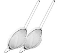 BML Pack of 2 Stainless Steel Food Strainer | Wire Mesh Food Strainer & Sieve Sifters with Reinforced Frame | Fine Mesh Sturdy Handle Strainer with No Sharp Edges for Tea, Coffee and Juice (22 cm)