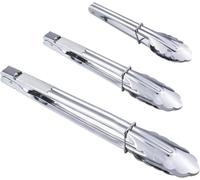 BML Pack of 3 Stainless Steel Kitchen Tongs Set Metal Cooking Tongs Kitchen Food Tongs for Barbecue Cooking Salad Grilling Frying and Serving (7 x 9 x 12 Inch)