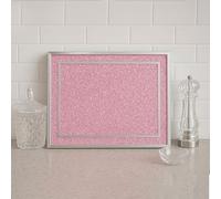 BML Pink Diamond Crushed Chopping Board 30x40cm Heat Resistant Toughened Glass for Kitchen Food Preparation and Home Décor Gift