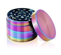 BML Rainbow Herb Grinder - Premium Zinc Alloy Metal Grinder with Pollen Catcher - Colorful 4 Piece Spice Crusher (2 Inch)