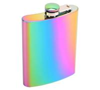 BML Rainbow Stainless Steel Hip Flask 7oz Leakproof Pocket Flasks, Portable for Outdoor Adventures, Camping, Parties - Ideal for Men and Women
