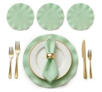 BML Round Table Placemats Set of 4 Woven Scalloped Edge Heat Resistant Table Mats 38cm Non Slip Easy Clean Dining Table Mats for Kitchen Home Decor