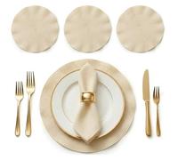 BML Round Table Placemats Set of 4 Woven Scalloped Edge Heat Resistant Table Mats 38cm Non Slip Easy Clean Dining Table Mats for Kitchen Home Decor