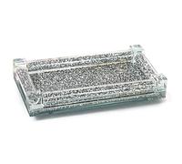 BML Silver Crushed Diamond Glass Kitchen Tray Organiser Handmade Accessory | Crushed Diamond Display Gift Present For All Occasion Home Decor