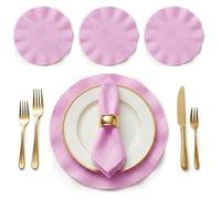 BML Table Placemats Set of 4 Woven Scalloped Edge Heat Resistant Round Table Mats Non Slip Easy Clean Dining Table Mats for Kitchen Home Décor (Light Pink, 38cm)