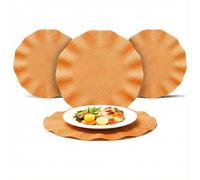 BML Table Placemats Set of 4 Woven Scalloped Edge Heat Resistant Round Table Mats Non Slip Easy Clean Dining Table Mats for Kitchen Home Décor (Orange, 38cm)