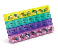 BML Weekly Pill Organizer 7 Day Pill Box with 4 Daily Compartments Morning Noon Night and Backup Large Color Coded Case for Medication Vitamins Supplements